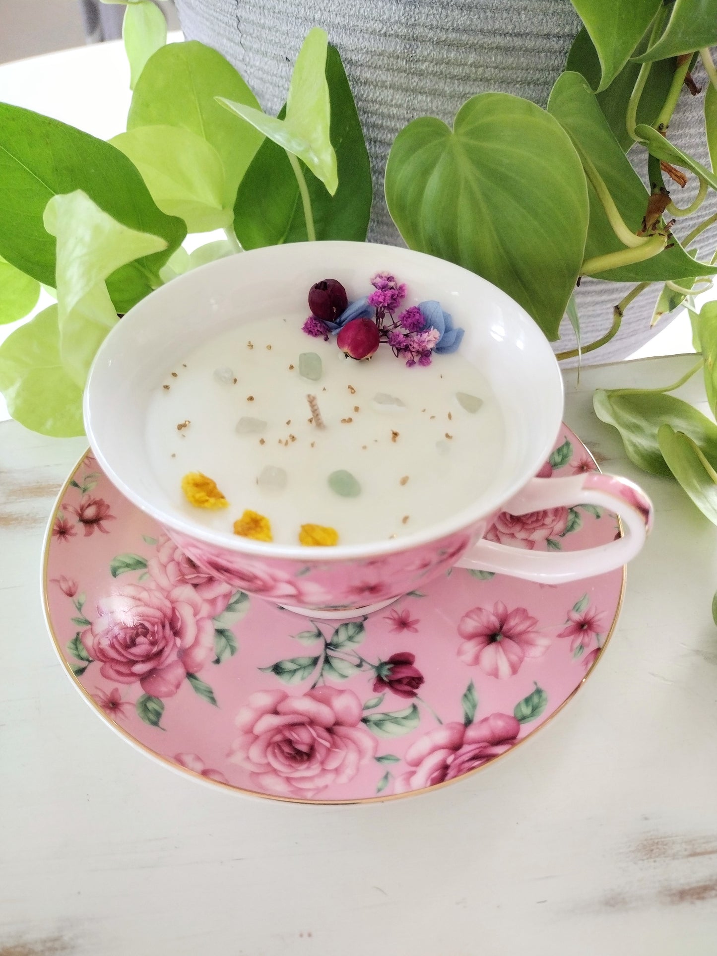 Pink Tea Cup Candle