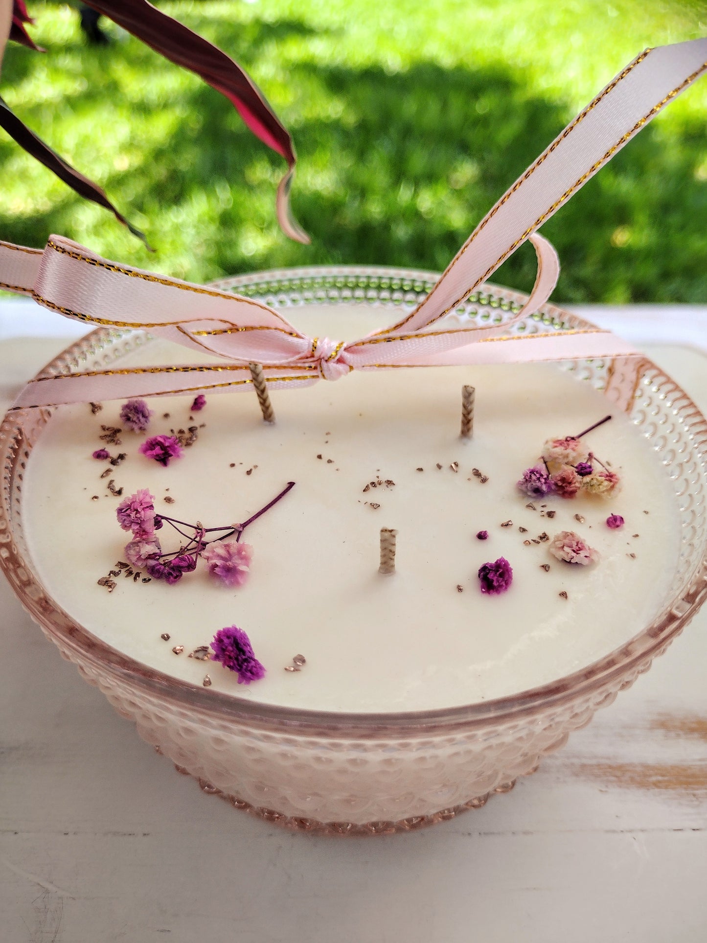 Pink Vintage Glass Candle