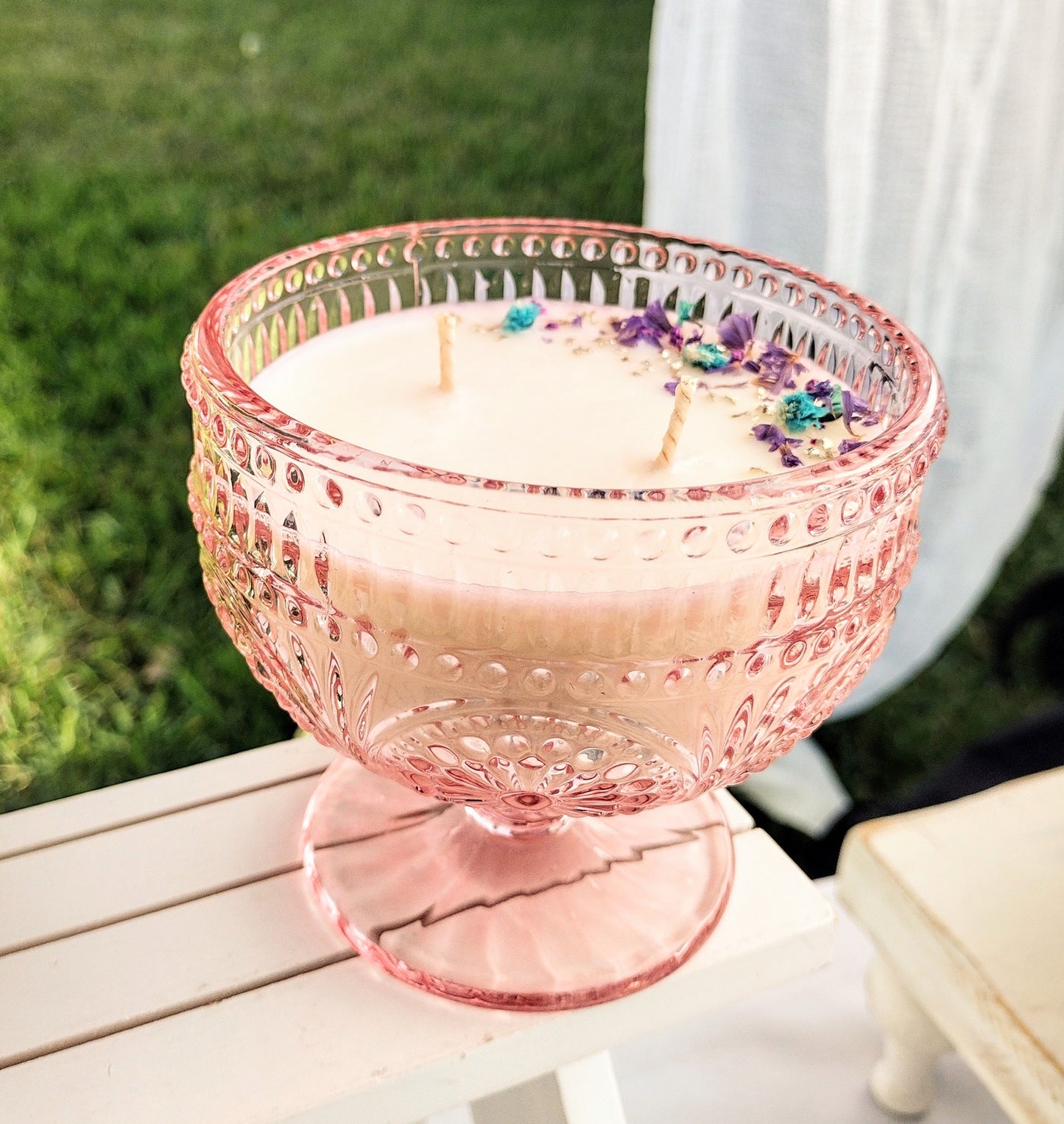 Pink Vintage Goblet Candle